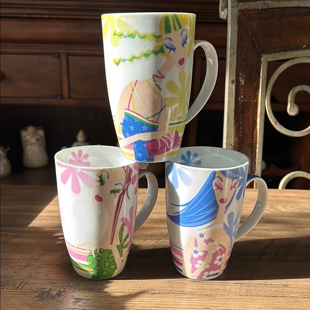 Maxwell & Williams - Ibiza - Coffee Tea Mug set of 3 Wraparound Art Graphic